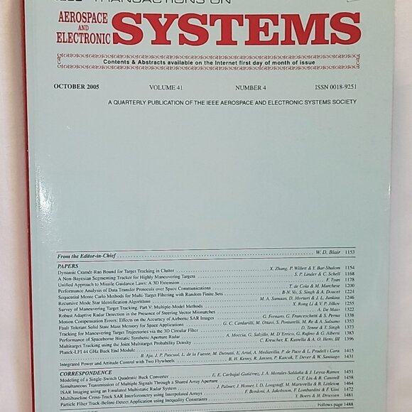 IEEE Transactions On Aerospace & Electronic Systems - Oct 2005 Vol 41 #4 Ex Cond - Picture 1 of 6